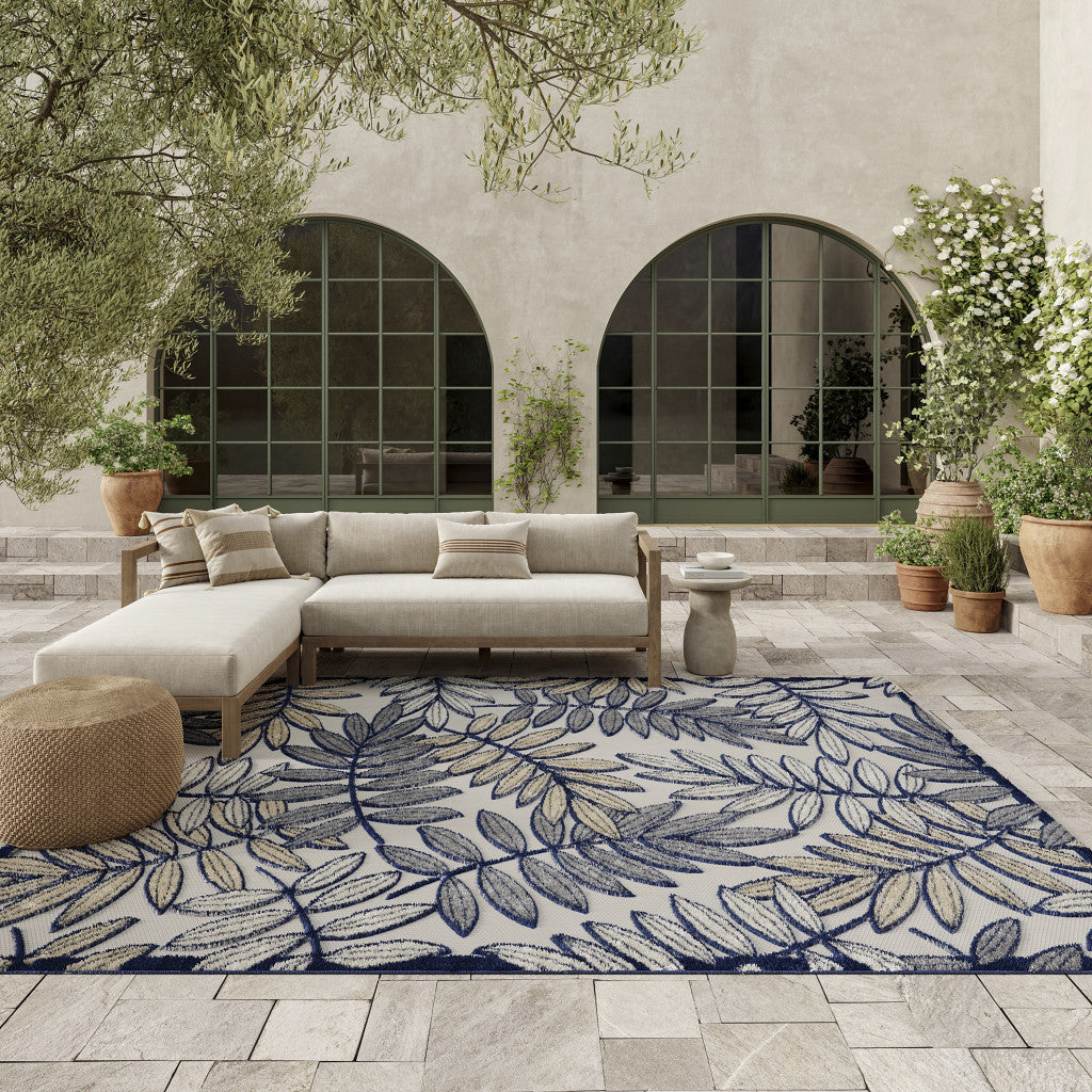 4' X 6' Blue And Gray Indoor Outdoor Area Rug-8