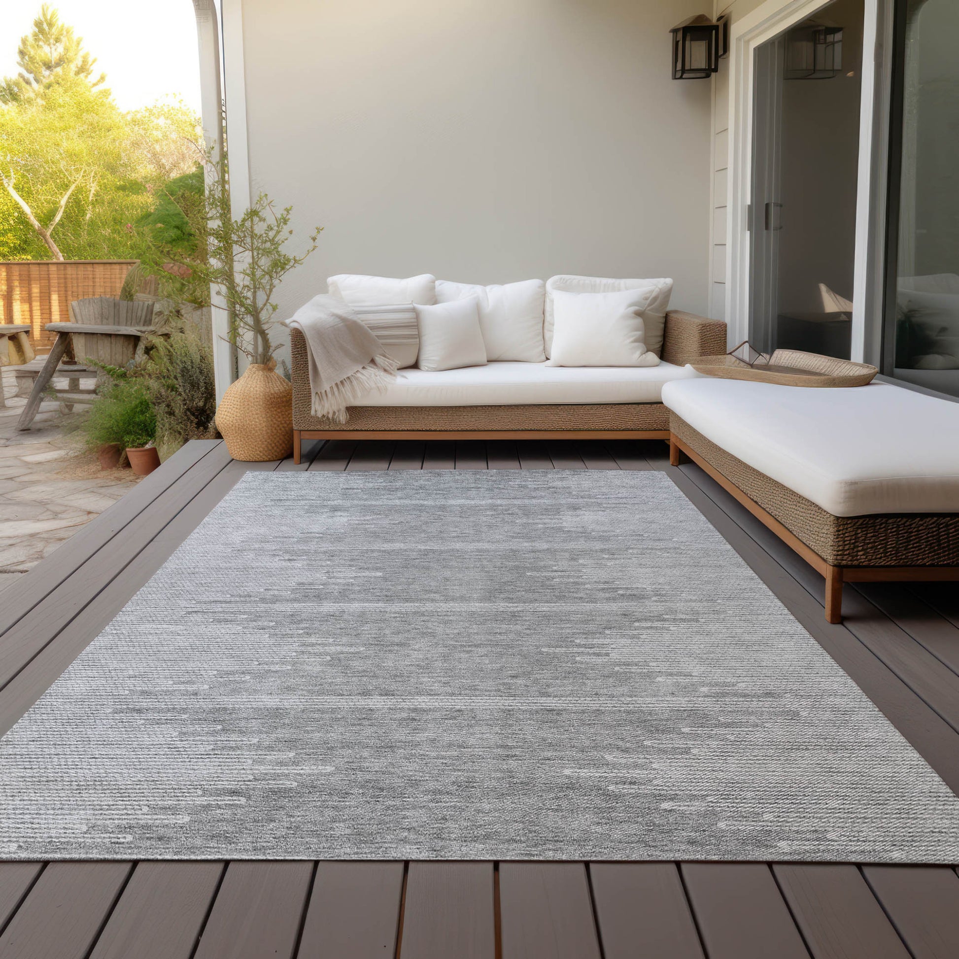 5' X 8' Gray And Ivory Abstract Washable Indoor Outdoor Area Rug-7
