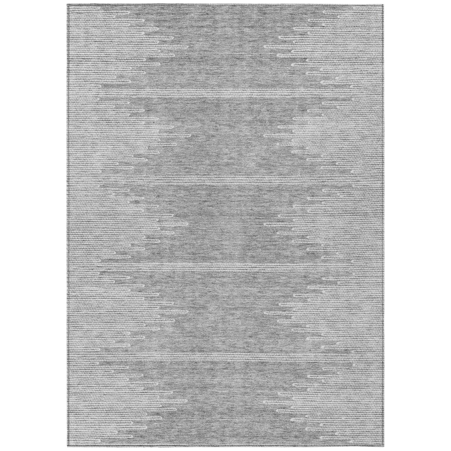 5' X 8' Gray And Ivory Abstract Washable Indoor Outdoor Area Rug-1