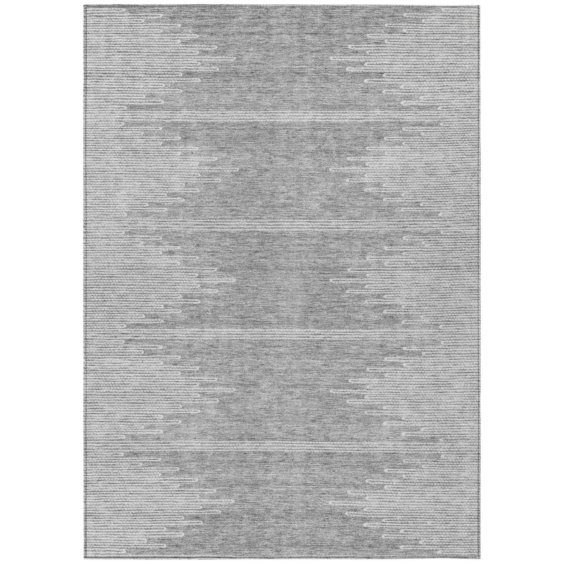 5' X 8' Gray And Ivory Abstract Washable Indoor Outdoor Area Rug-1