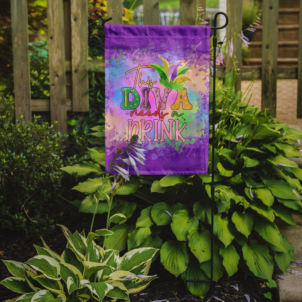 This Diva needs a Drink Mardi Gras Garden Flag-1