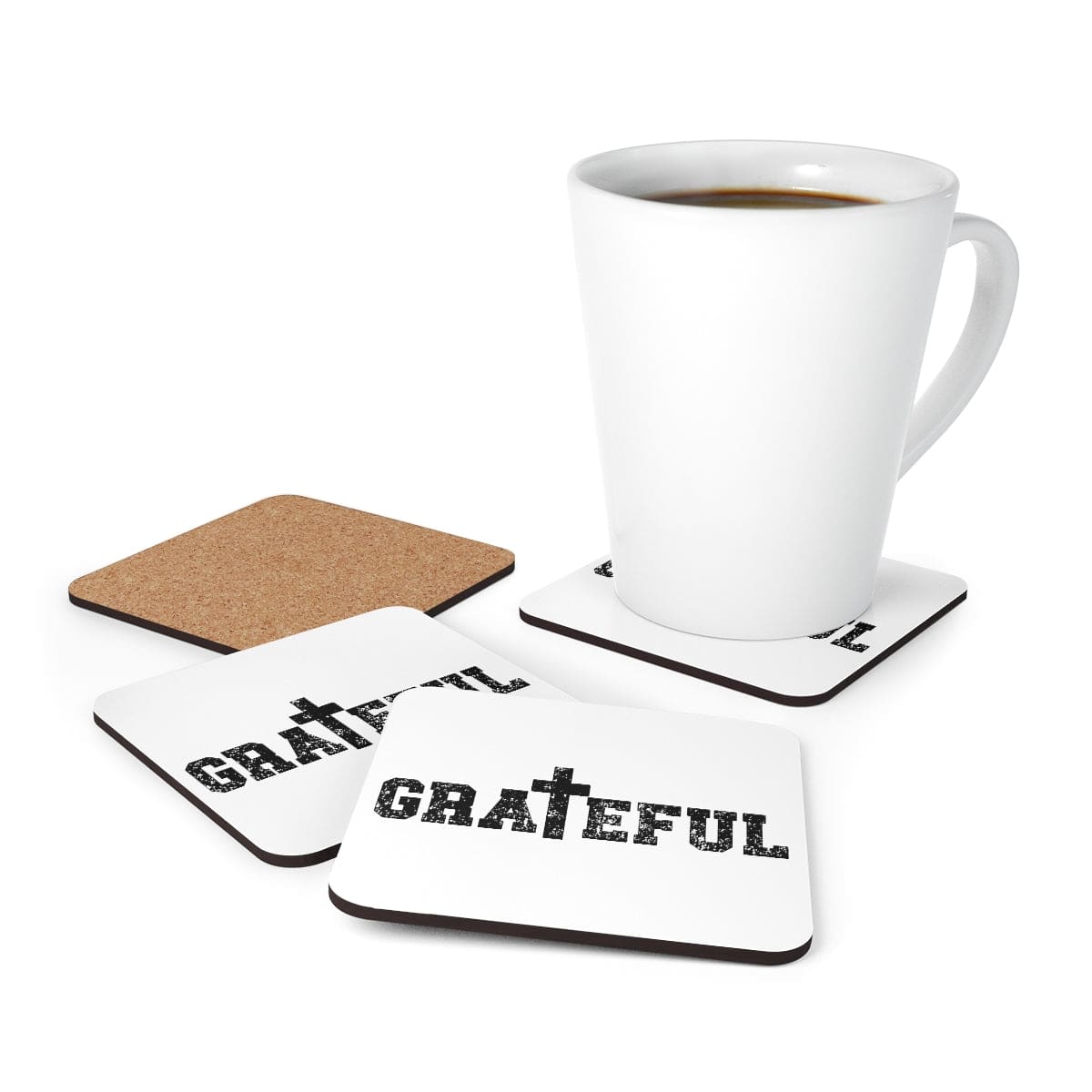 Home Decor - Coaster Set - 4 Piece Home/office - Grateful Christian Inspiration Affirmation-4