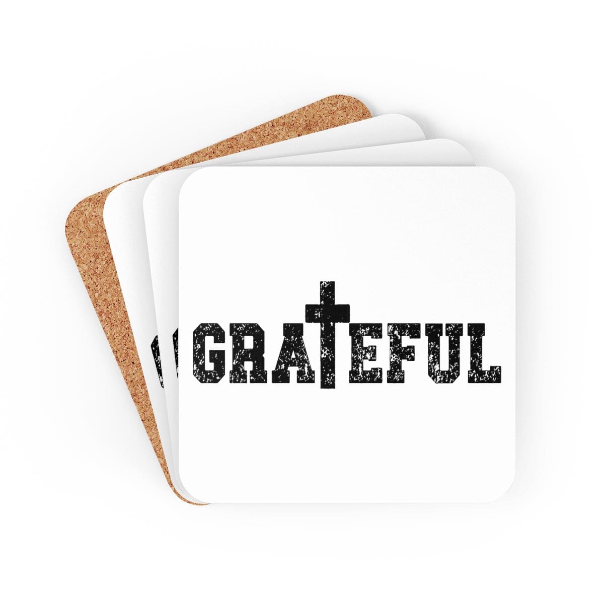 Home Decor - Coaster Set - 4 Piece Home/office - Grateful Christian Inspiration Affirmation-0